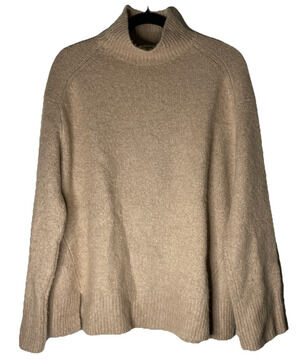Vince Alpaca Blend Oversized Mock Neck Sweater L Beige Clean Girl Minimalist